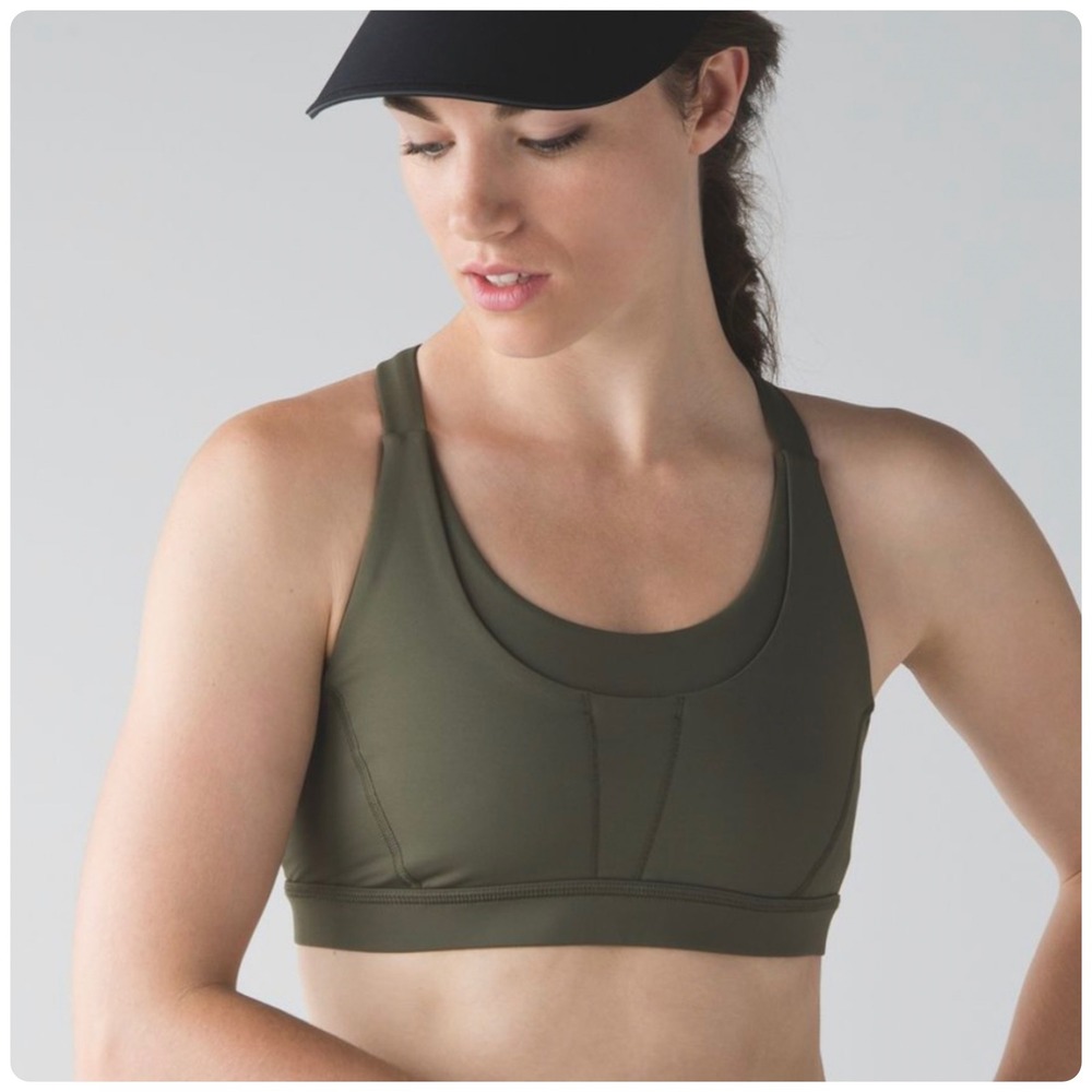 Lululemon Womens Active Luxtreme Pack It In Sports Bra Size 12 Fatigue Green‎